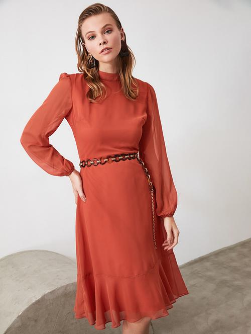 mock neck belted dress - 17296243 - Very Small Image - 1