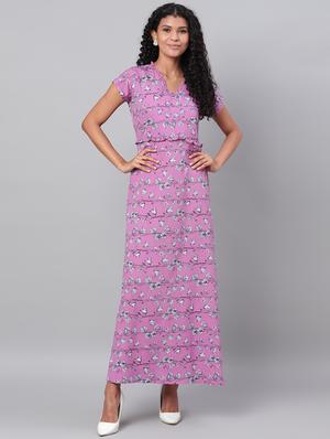 v neck floral maxi dress - 17296436 - Standard Image - 2