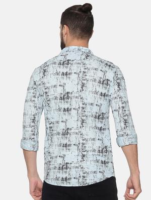 light blue printed casual shirt - 17296494 - Standard Image - 3