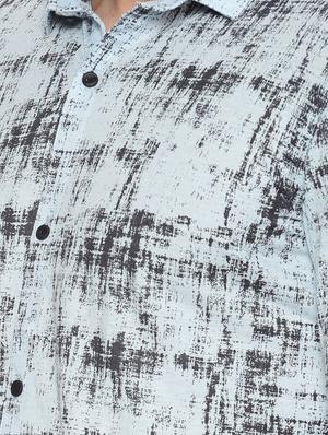 light blue printed casual shirt - 17296494 - Standard Image - 5