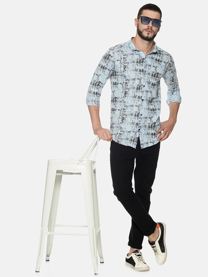 light blue printed casual shirt - 17296494 - Zoom Image - 4