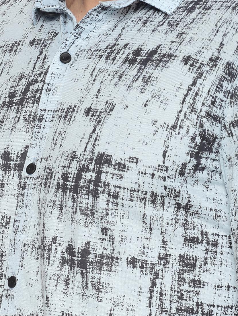 light blue printed casual shirt - 17296494 - Zoom Image - 5