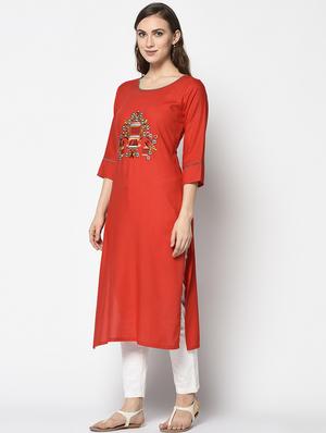 embroidered straight kurta - 17297171 - Standard Image - 2
