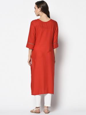 embroidered straight kurta - 17297171 - Standard Image - 3