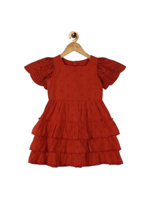 orange cotton blend frock - 17297520 - Standard Image - 2