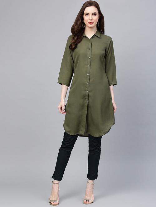 solid a-line kurta - 17297601 - Very Small Image - 1