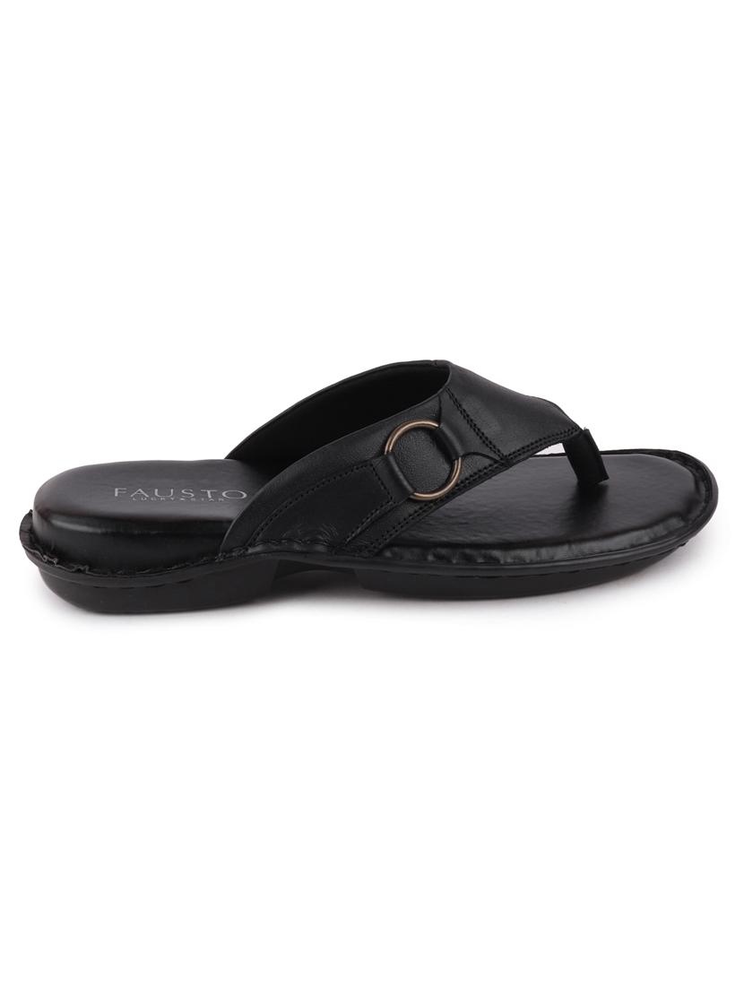 black leather slip on slippers - 17298175 - Zoom Image - 2