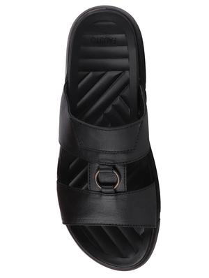 black leather slip on slippers - 17298178 - Standard Image - 3