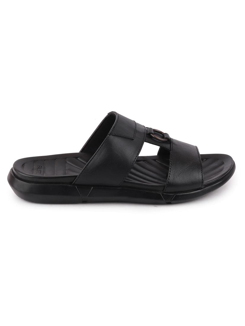 black leather slip on slippers - 17298178 - Zoom Image - 2