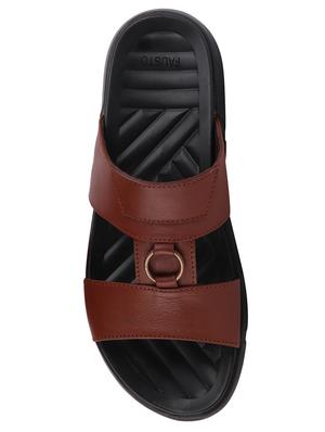 tan leather slip on slippers - 17298180 - Standard Image - 3
