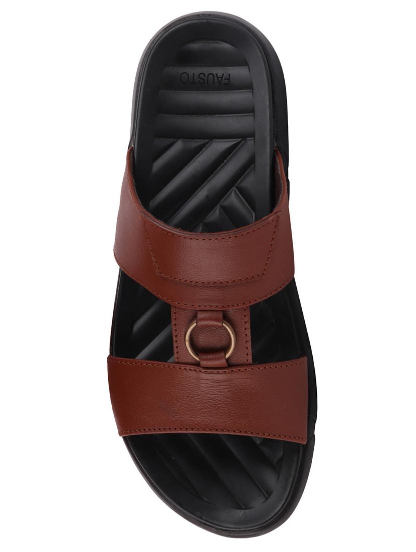 tan leather slip on slippers - 17298180 - Zoom Image - 3