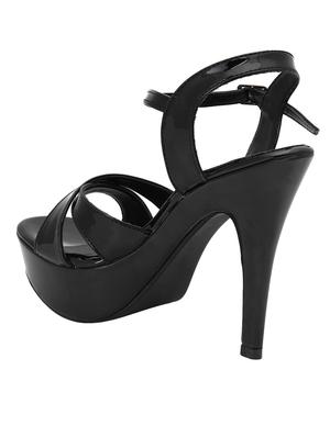 black pu ankle strap sandals - 17298241 - Standard Image - 3