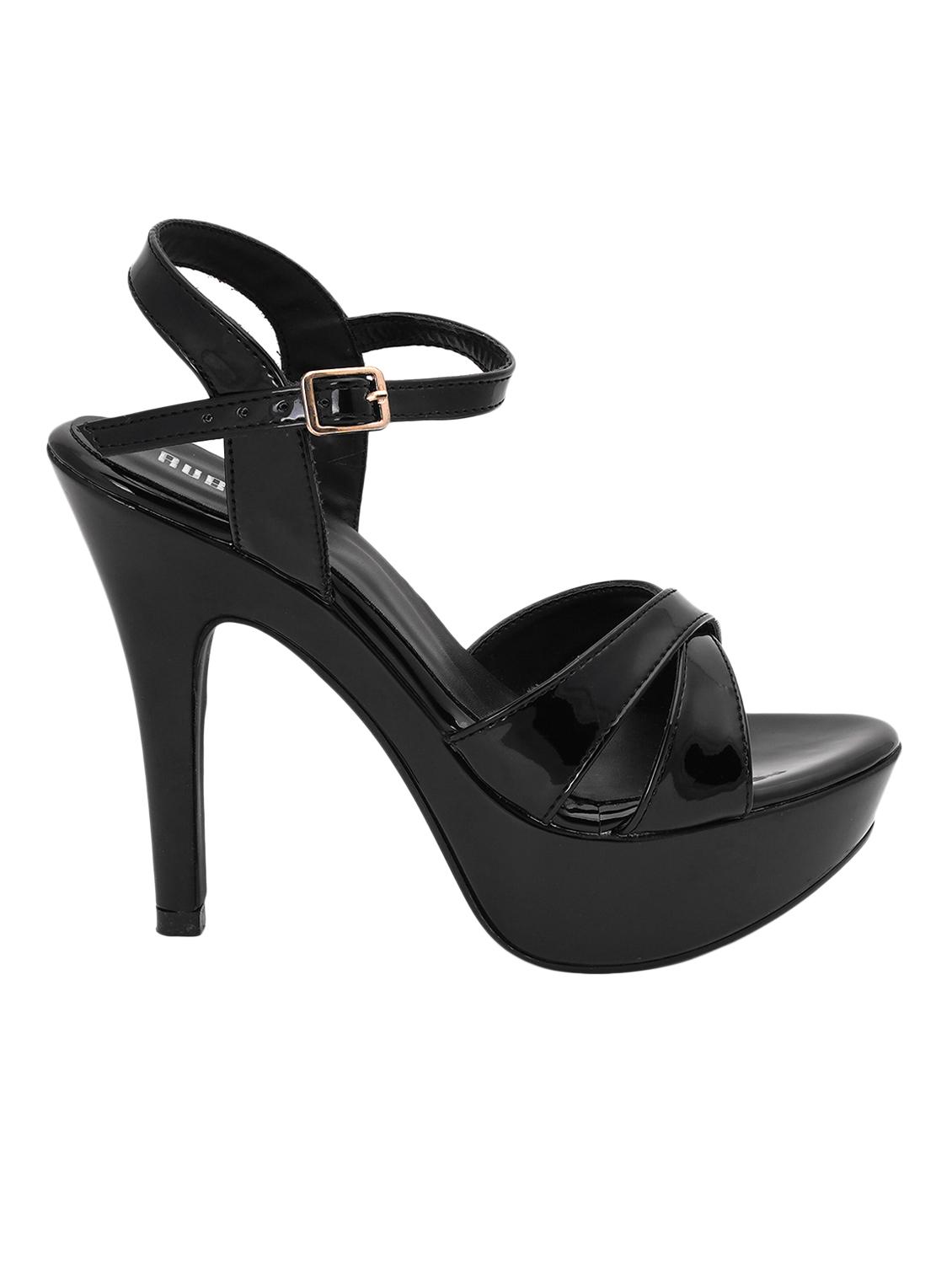 black pu ankle strap sandals - 17298241 - Zoom Image - 2