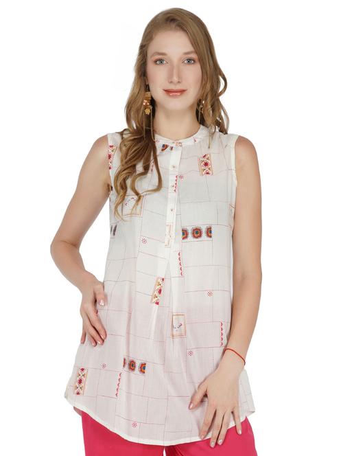 button up embroidered top - 17298299 - Standard Image - 1
