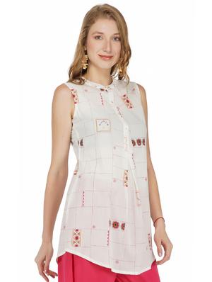 button up embroidered top - 17298299 - Standard Image - 2