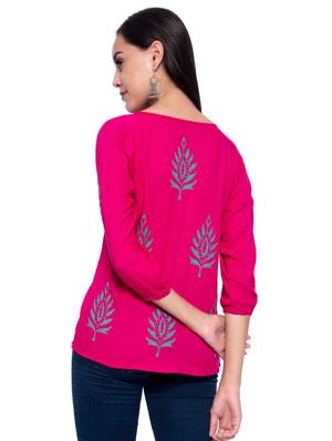 tie up neck block print top - 17298498 - Standard Image - 3