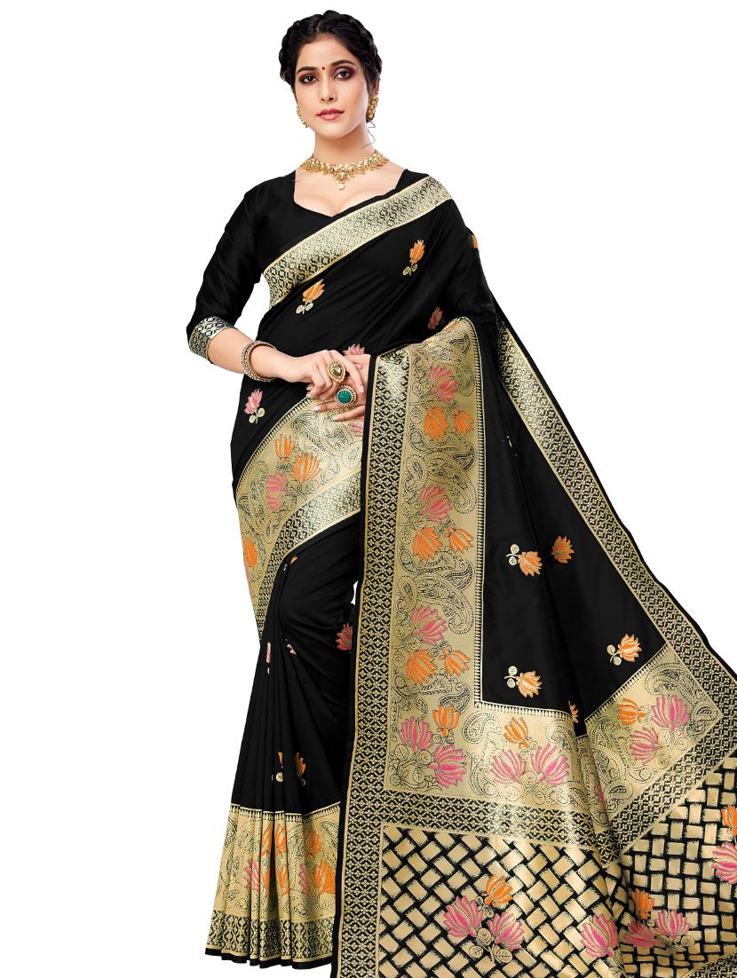floral banarasi saree with blouse - 17298556 - Zoom Image - 1