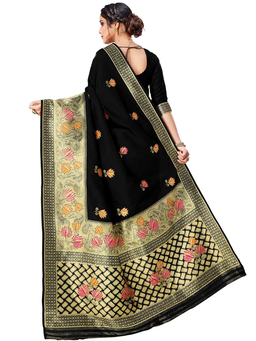 floral banarasi saree with blouse - 17298556 - Zoom Image - 2
