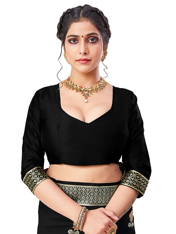 floral banarasi saree with blouse - 17298556 - Zoom Image - 3