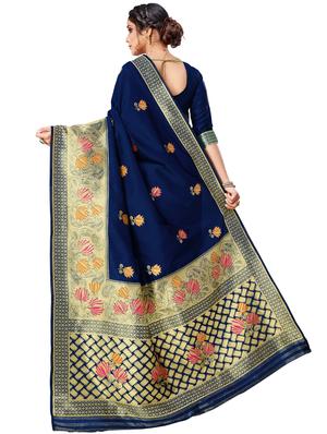 floral banarasi saree with blouse - 17298557 - Standard Image - 2