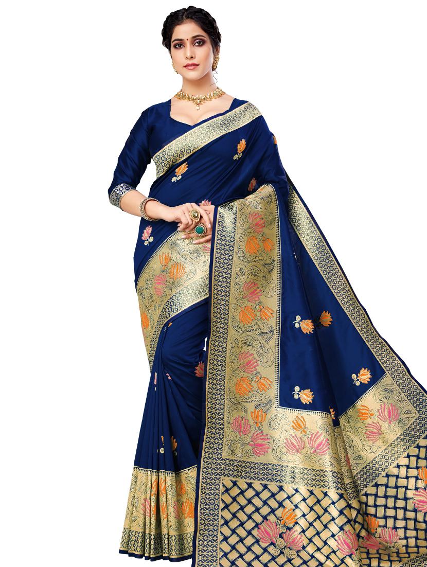 floral banarasi saree with blouse - 17298557 - Zoom Image - 1