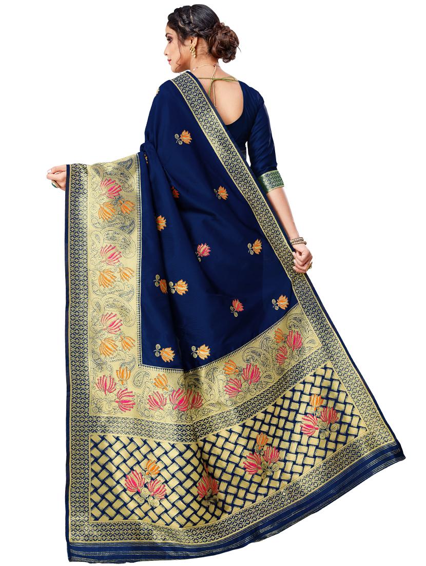 floral banarasi saree with blouse - 17298557 - Zoom Image - 2