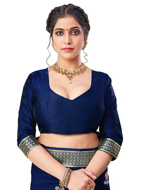 floral banarasi saree with blouse - 17298557 - Zoom Image - 3