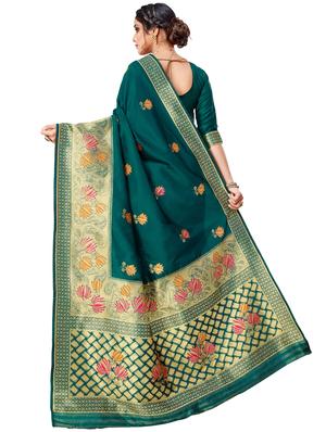 floral banarasi saree with blouse - 17298558 - Standard Image - 2