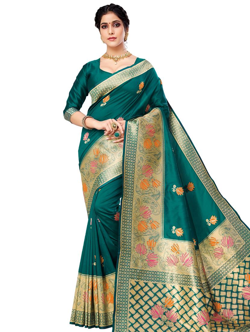 floral banarasi saree with blouse - 17298558 - Zoom Image - 1