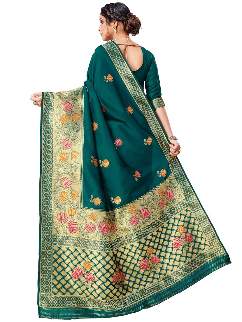 floral banarasi saree with blouse - 17298558 - Zoom Image - 2