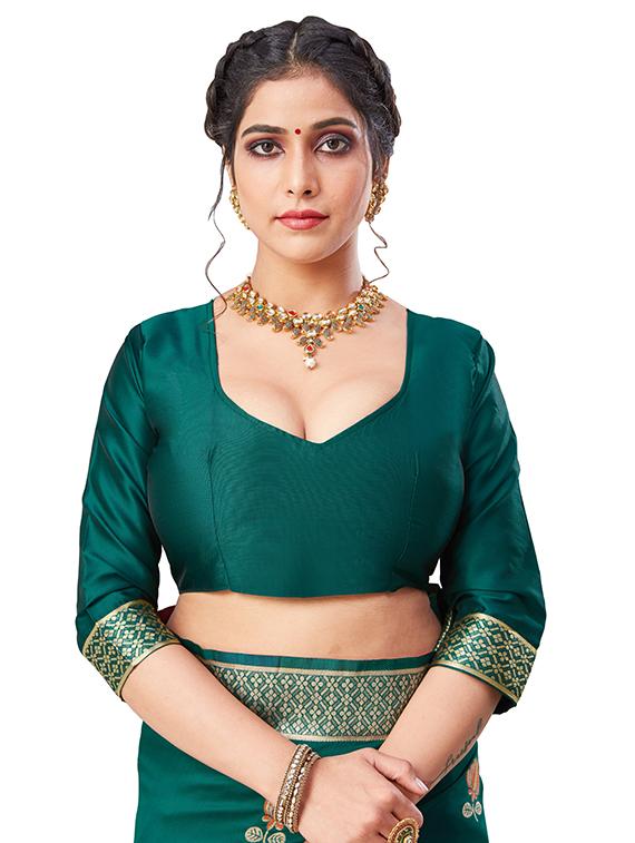 floral banarasi saree with blouse - 17298558 - Zoom Image - 3