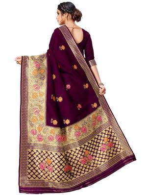 floral banarasi saree with blouse - 17298559 - Standard Image - 2