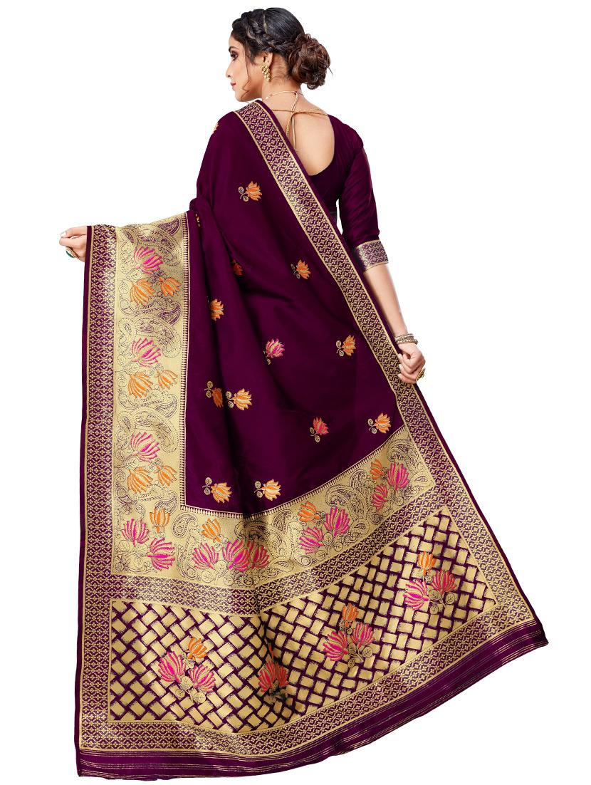 floral banarasi saree with blouse - 17298559 - Zoom Image - 2