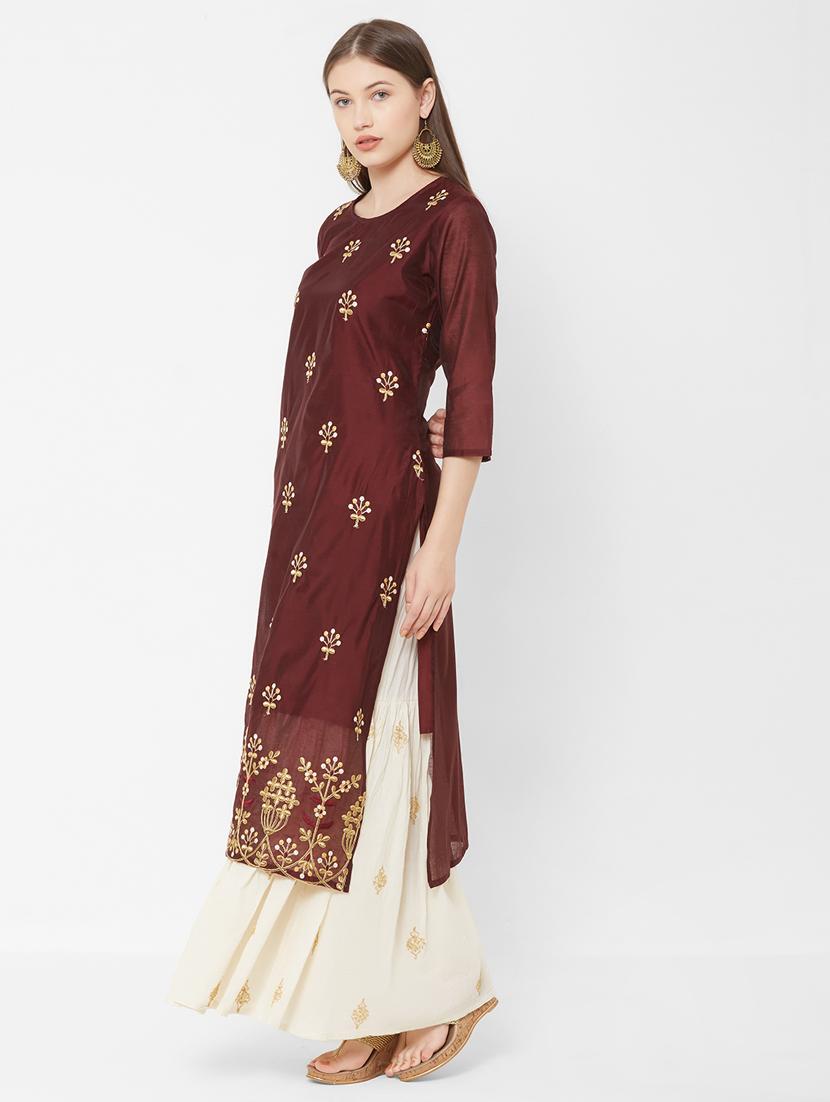 embroidered straight kurta - 17299017 - Zoom Image - 2