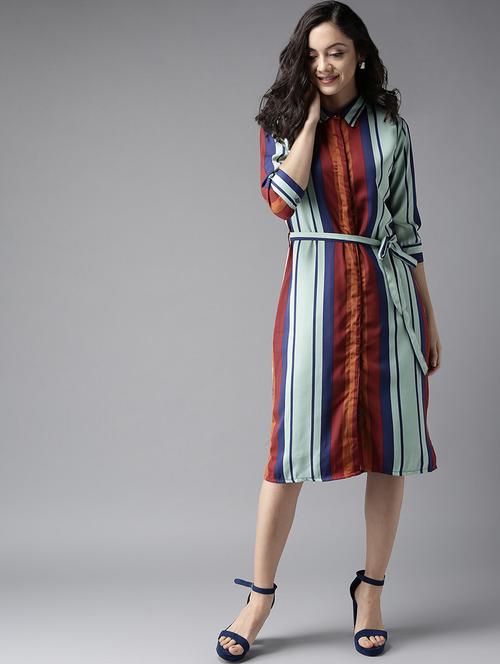 tie front striped shirt dress - 17299169 - Standard Image - 1