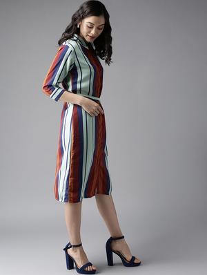 tie front striped shirt dress - 17299169 - Standard Image - 2