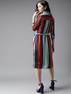 tie front striped shirt dress - 17299169 - Standard Image - 3