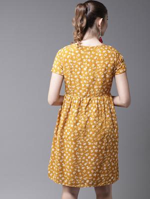 round neck floral fit & flare dress - 17299172 - Standard Image - 2