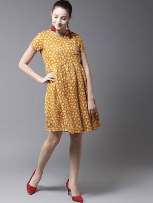 round neck floral fit & flare dress - 17299172 - Standard Image - 3