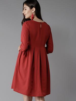 embroidered detail pleated a-line dress - 17299173 - Standard Image - 3