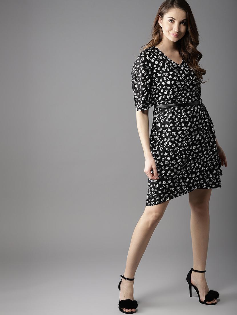 v-neck floral belted dress - 17299176 - Zoom Image - 3