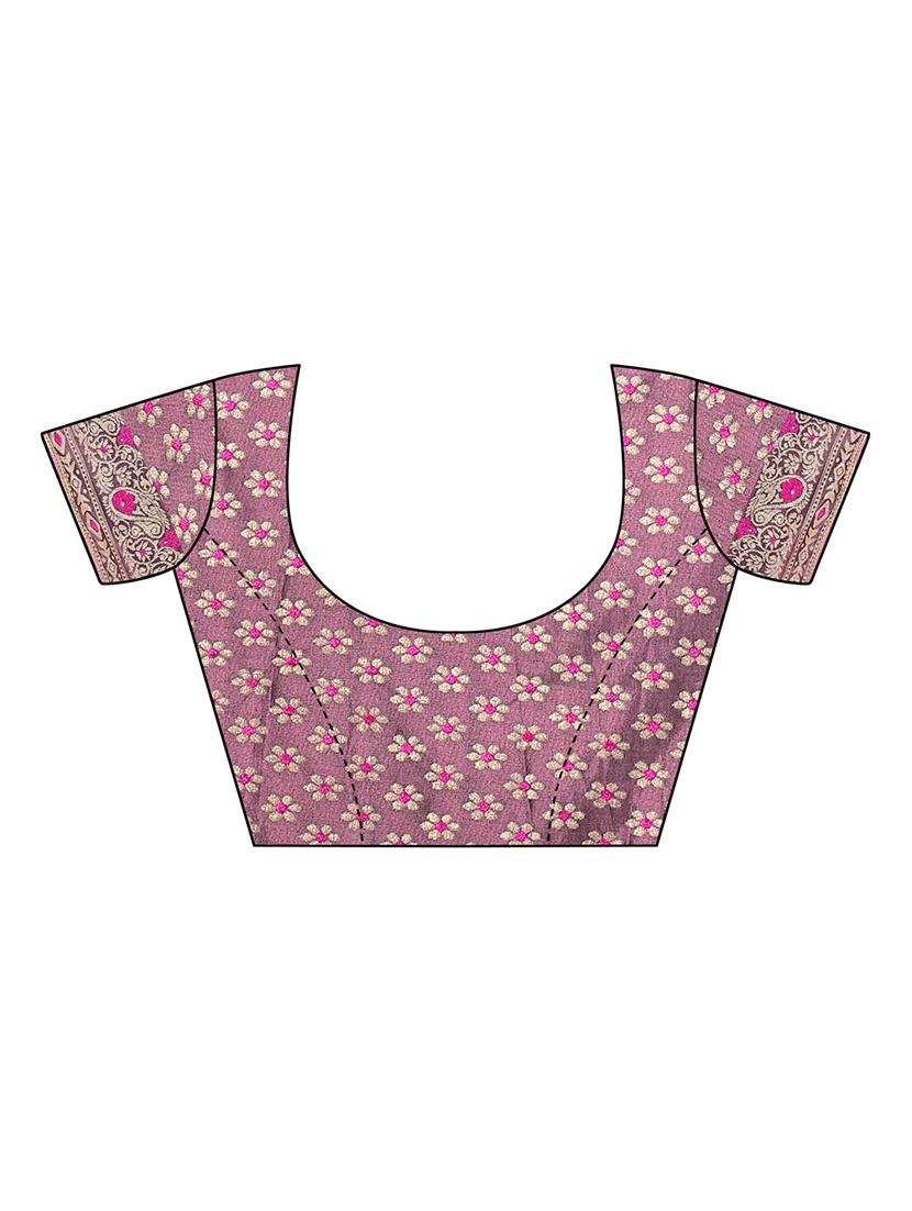 paisley bordered saree with blouse - 17299213 - Zoom Image - 4