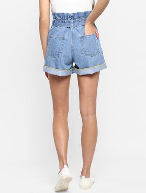 tie up waist denim shorts - 17299256 - Standard Image - 3