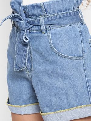 tie up waist denim shorts - 17299256 - Standard Image - 5