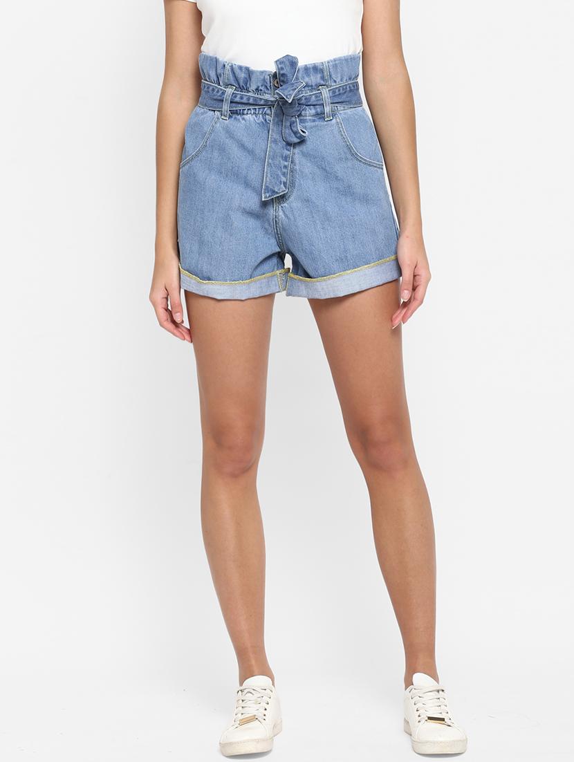 tie up waist denim shorts - 17299256 - Zoom Image - 1