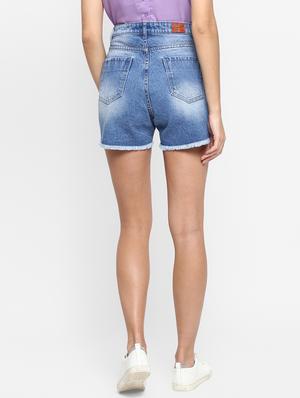 frayed hem denim shorts - 17299260 - Standard Image - 3