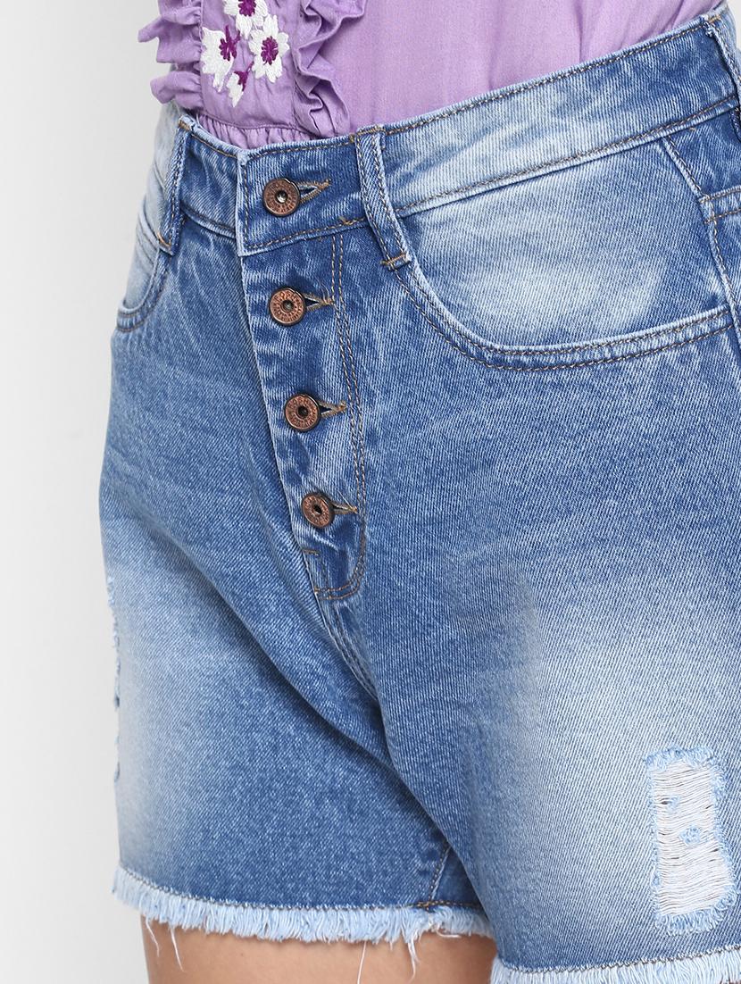 frayed hem denim shorts - 17299260 - Zoom Image - 5