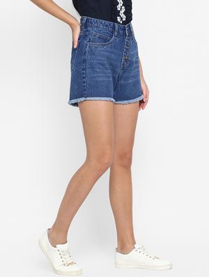 frayed hem denim shorts - 17299261 - Standard Image - 2