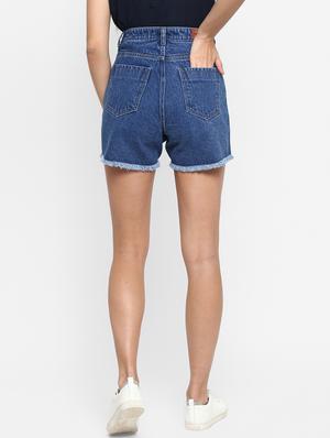 frayed hem denim shorts - 17299261 - Standard Image - 3