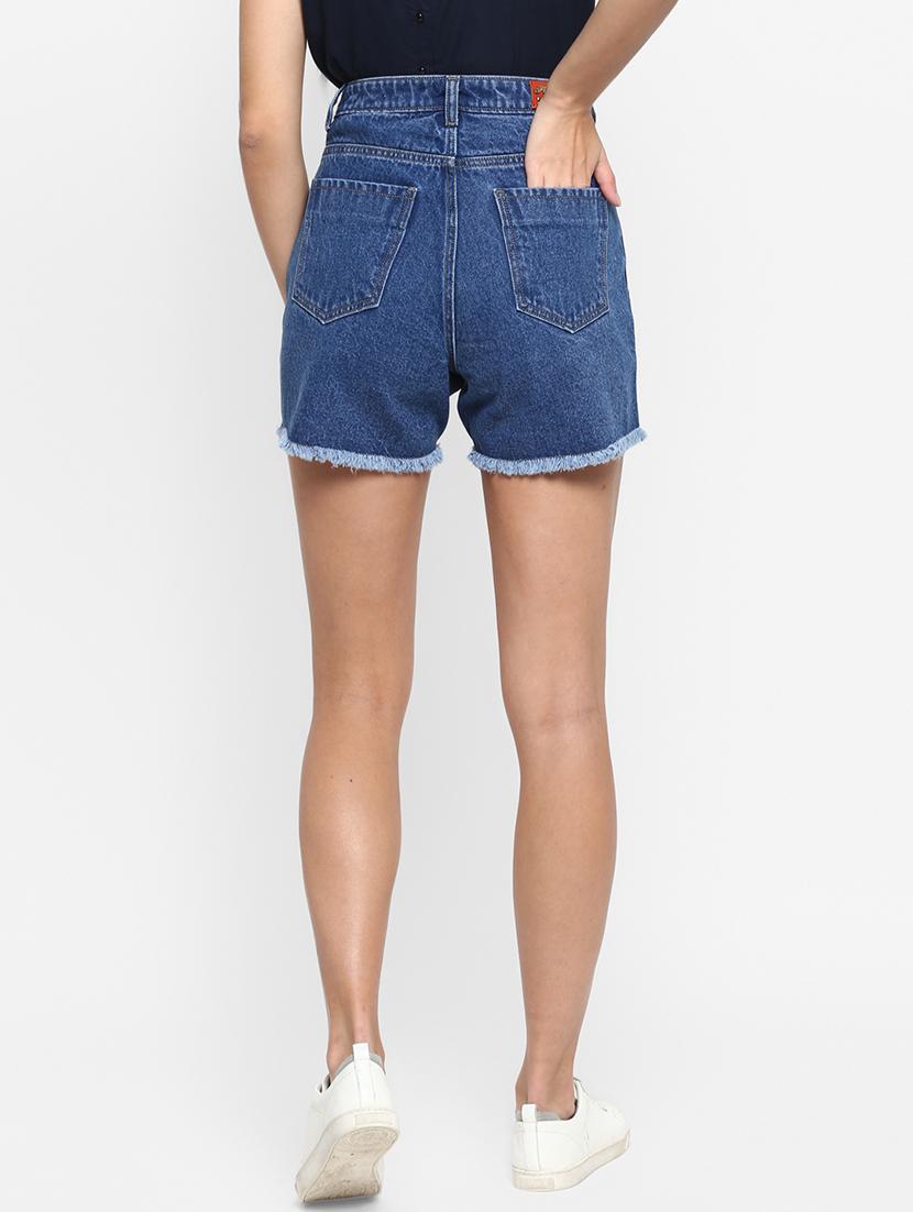 frayed hem denim shorts - 17299261 - Zoom Image - 3